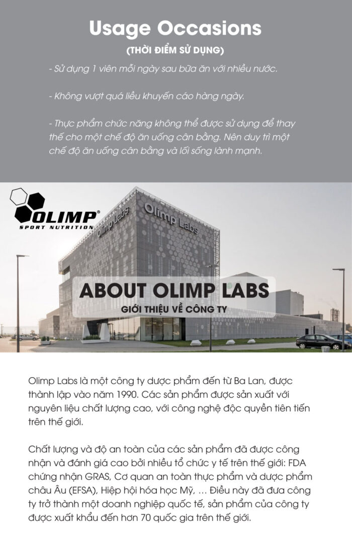 Infographic: Hướng dẫn sử dụng Olimp Sport Gold Omega 3 D3 + K2 & Giới thiệu về công ty Olimp Sport